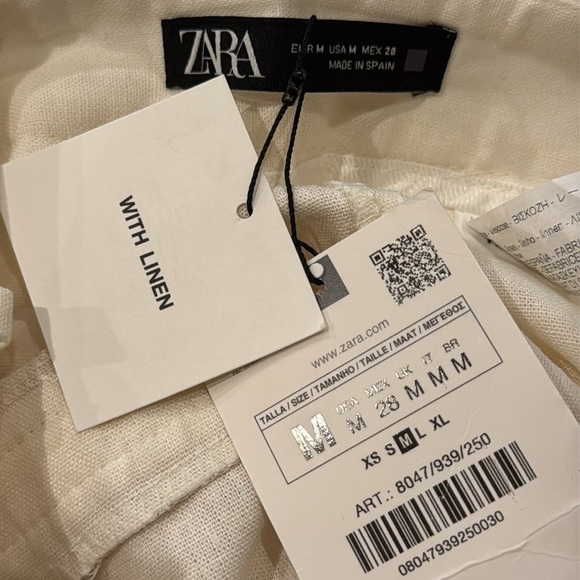 Zara Pleated High Rise Linen Blend Short Size M - Picture 11 of 11